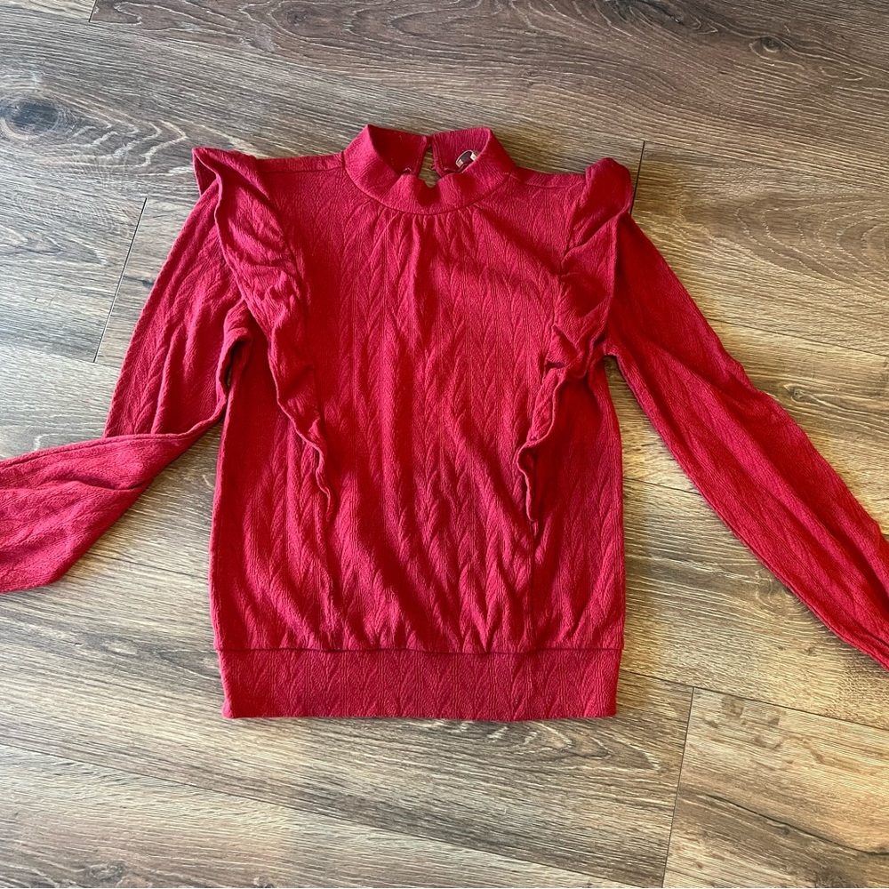 Red Ann Taylor Pointelle Sweater